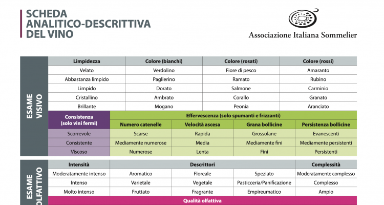 Tutto quello che c’è da sapere sulla nuova scheda di degustazione dell’Associazione Italiana Sommelier