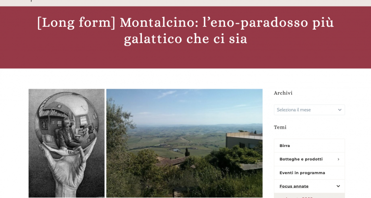 Bignami del long form di Paolo De Cristofaro su “Montalcino, l’eno-paradosso più galattico che ci sia”