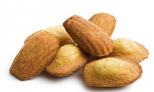 madeleine cookies on white background
